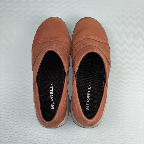 Merrell Shoes Encore Moc 4 Women Size 8 Rust Orange Leather Slip On Casual - Picture 8 of 9